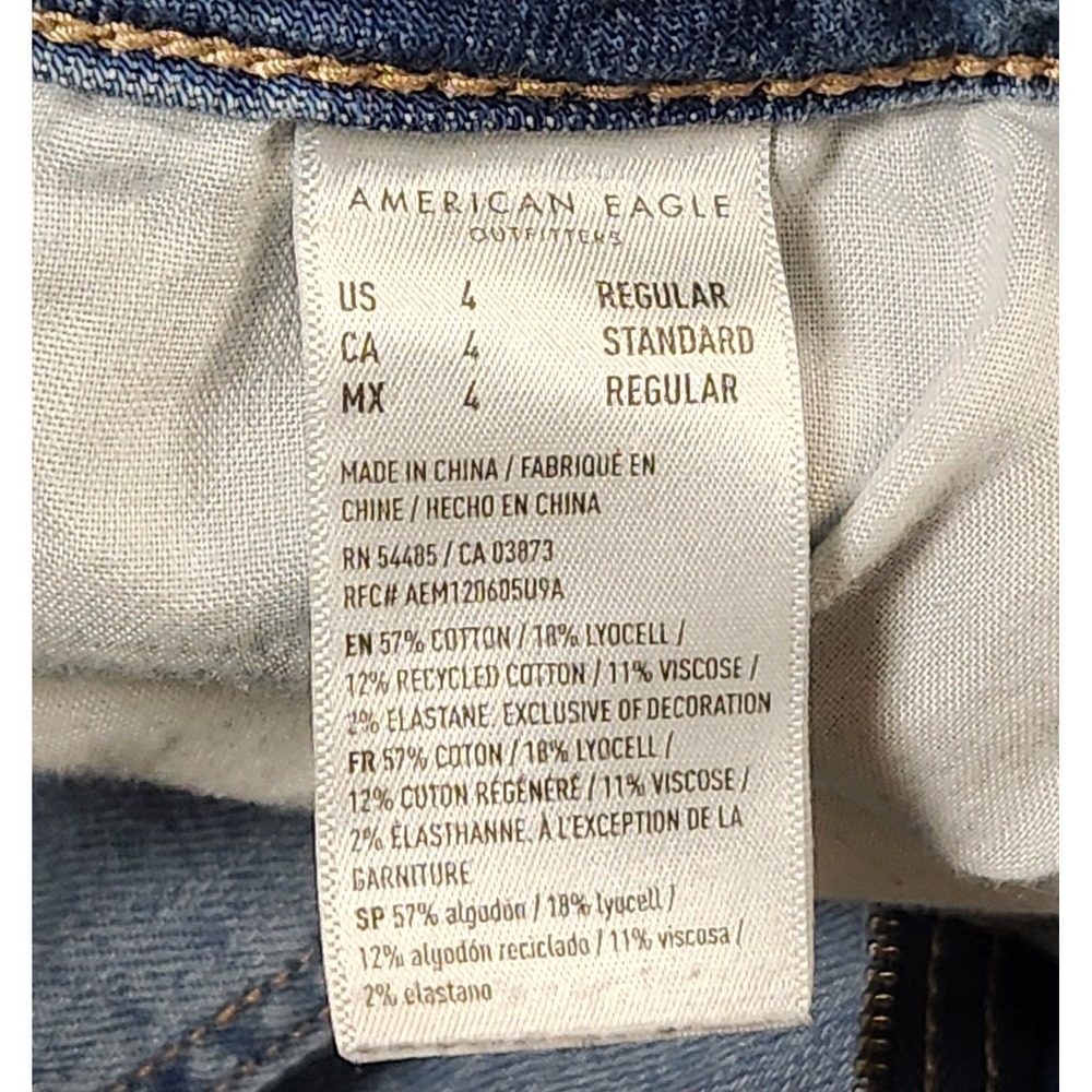 American Eagle Jeans Womens 4 Blue Super High Rise Baggy Wide Leg Cargo 90s VTG - Picture 9 of 11